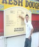 Hangin out by a large menu
