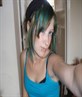 with blue/green hair