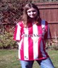 in SUNDERLAND shirt, my andys fav city!