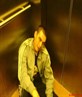 Distressed, stuck in a lift. ha ha 
