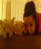 My sis with our dogs holly & bubble