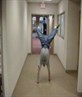 me attempting a handstand in school